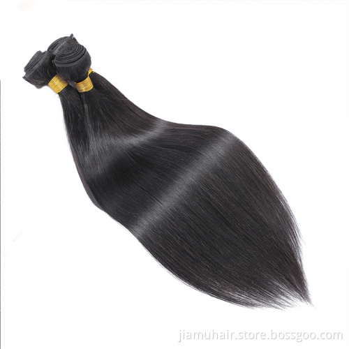 Straight Human Hair Weave Bundles Natural Black 100% Human Hair Bundles Remy Hair